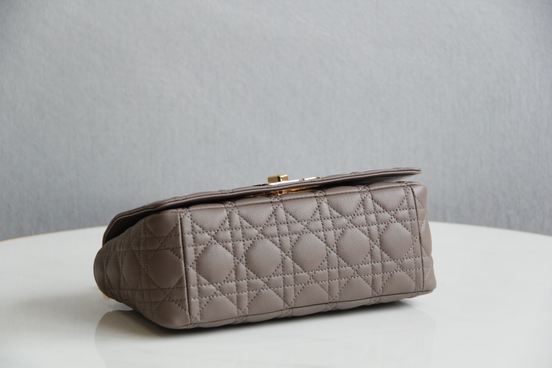 Medium Dior Caro Bag Stone Gray Cannage Supple Calfskin